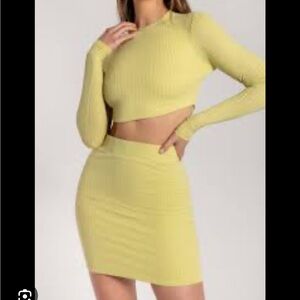 Lliana Shimmer Rib Mini Skirt Meshki Set